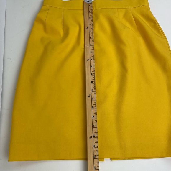 Vintage Lightweight Wool Pencil Skirt Sunny Yellow Devanshire Cream size 10 - Picture 9 of 10